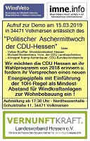 Demo zum “Politischen Aschermittwoch der CDU-Hessen” am 15. März in Volkmarsen