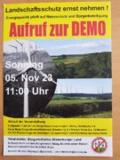 BI Wildenburger Land ruft zur Demo am 05. November auf!