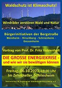 Vortrag am 06. Oktober in Schriesheim | Die große Energiekrise – Prof. Fritz Vahrenholt