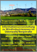 Am 18.01. Vortrag in Dossenheim: Aktuelle Windindustriezonen Odenwald/Bergstrasse