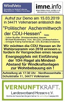 Demo zum “Politischen Aschermittwoch der CDU-Hessen” am 15. März in Volkmarsen